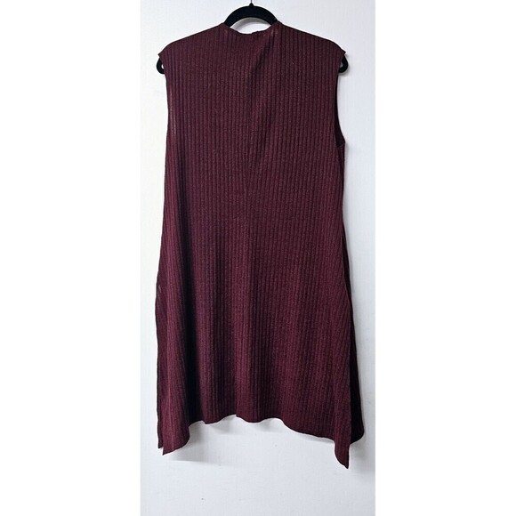 SLINKY BRAND Wine Red Long Sleeveless Open Front Women Cardigan (M) - Picture 3 of 4